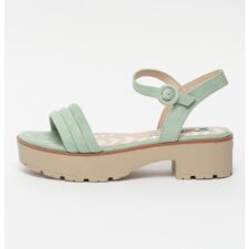 Sandale de piele intoarsa ecologica cu toc masiv Curie