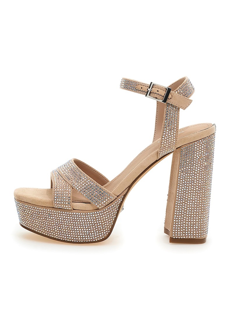 Sandale de piele intoarsa sintetica cu strasuri 1 Sandale de piele intoarsa sintetica cu strasuri