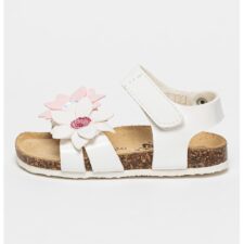 Sandale de piele lacuita cu aplicatii in forma de floare