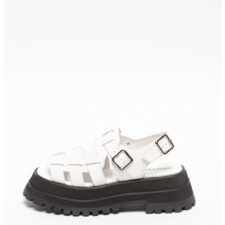 Sandale de piele lacuita cu aspect masiv Mobscene