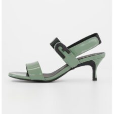 Sandale de piele lacuita cu insertie de material textil Sign