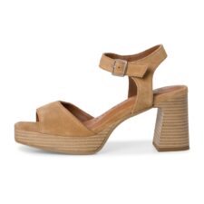 Sandale de piele lacuita cu toc masiv