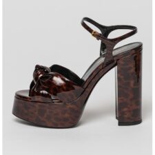 Sandale de piele lacuita cu toc masiv Bianca