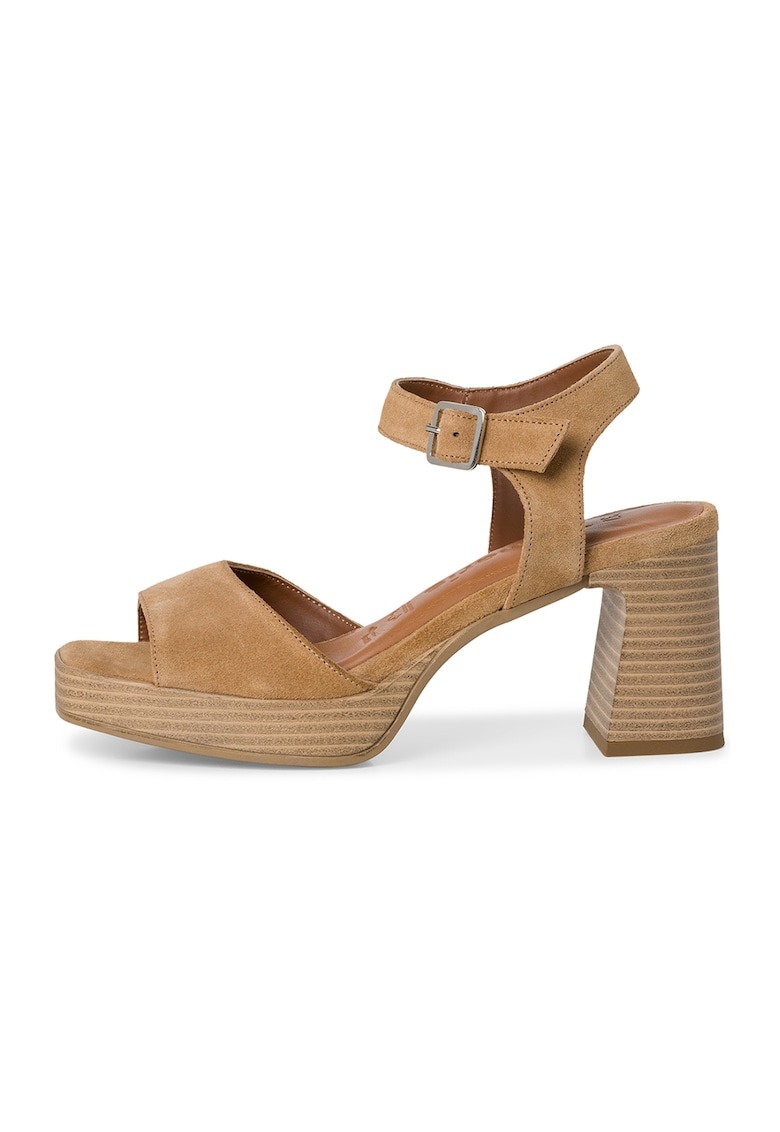 Sandale de piele lacuita cu toc masiv 1 Sandale de piele lacuita cu toc masiv