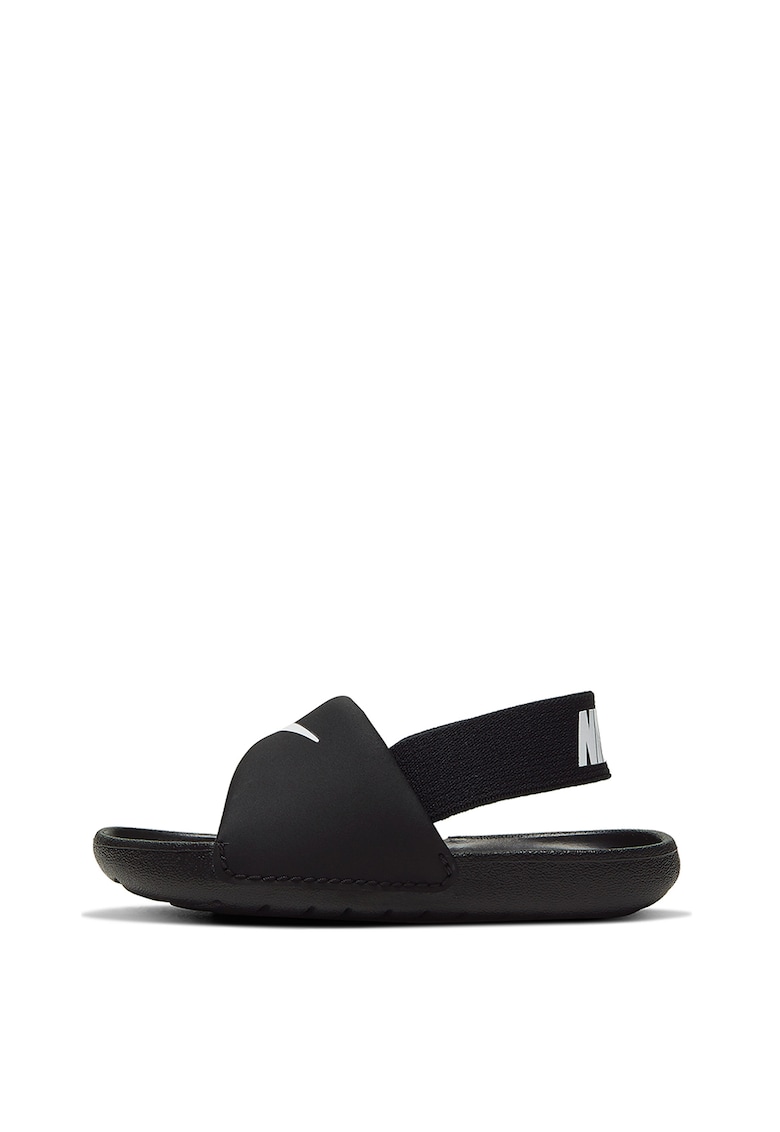 Sandale de piele nabuc cu talpa plata si aplicatie logo Kawa 1 Sandale de piele nabuc cu talpa plata si aplicatie logo Kawa