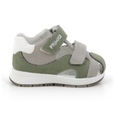 Sandale de piele nabuc si piele ecologica cu velcro