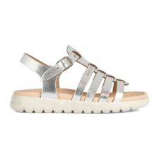 Sandale de piele peliculizata cu barete multiple