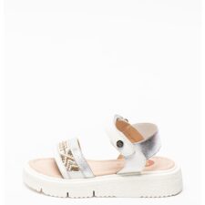 Sandale de piele si material textil cu detaliu cu margele Barron