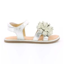 Sandale de piele si piele intoarsa cu velcro - Argintiu