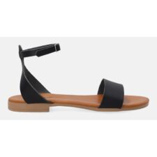 Sandale de piele uni cu bareta pe glezna