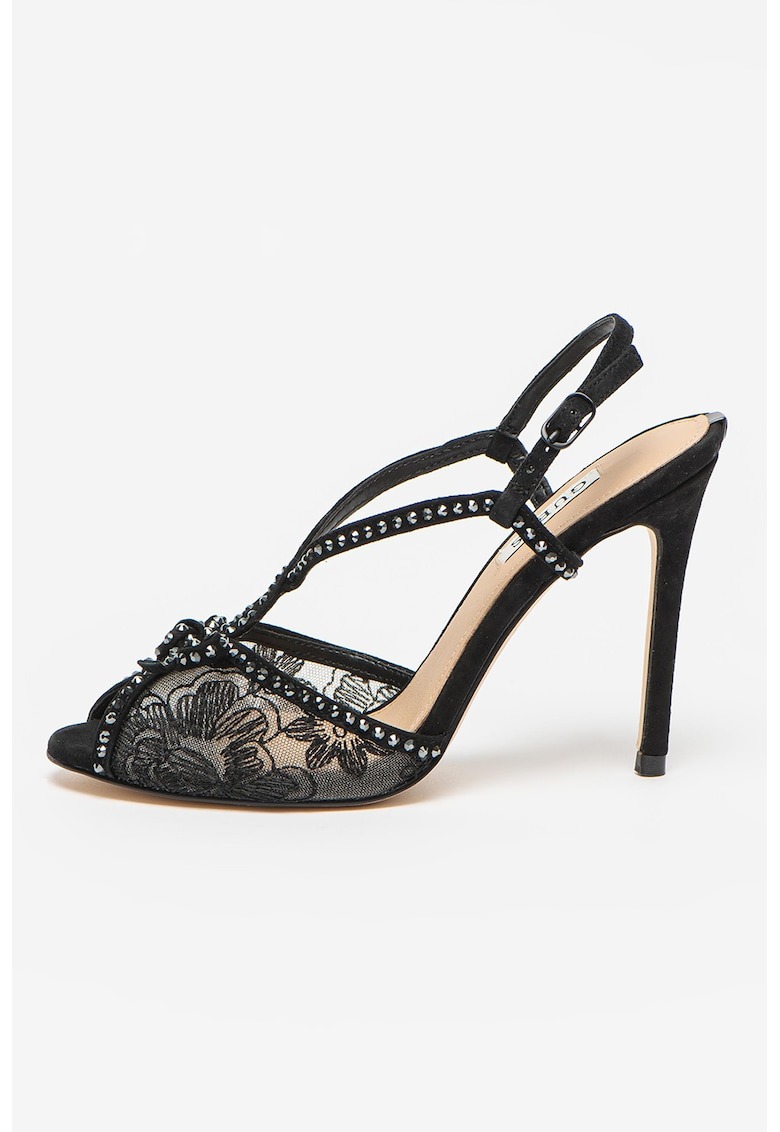 Sandale de plasa cu aspect brodat si strasuri 1 Sandale de plasa cu aspect brodat si strasuri