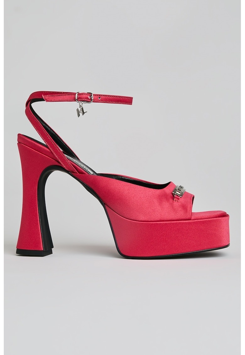 Sandale de satin cu toc masiv 1 Sandale de satin cu toc masiv