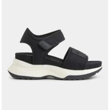 Sandale demi-wedge cu aplicatie logo