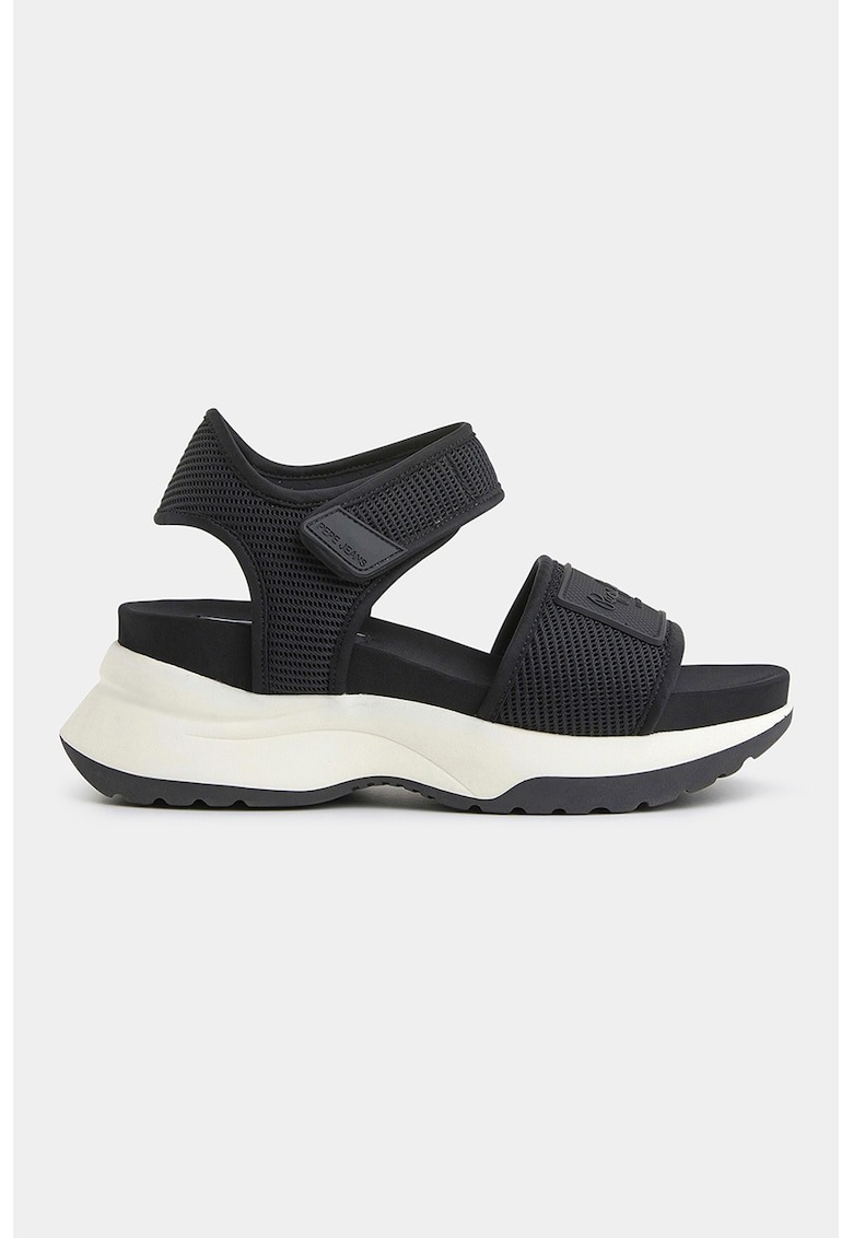 Sandale demi-wedge cu aplicatie logo 1 Sandale demi-wedge cu aplicatie logo