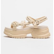 Sandale demi-wedge de piele ecologica