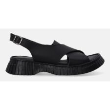 Sandale demi-wedge din piele