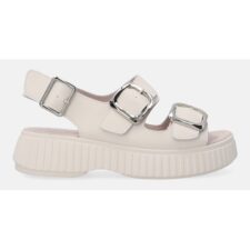 Sandale demi wedge uni din piele