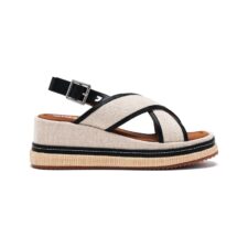 Sandale din material textil cu talpa demi-wedge