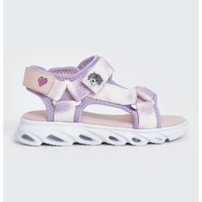 Sandale din material textil cu talpa plata si velcro