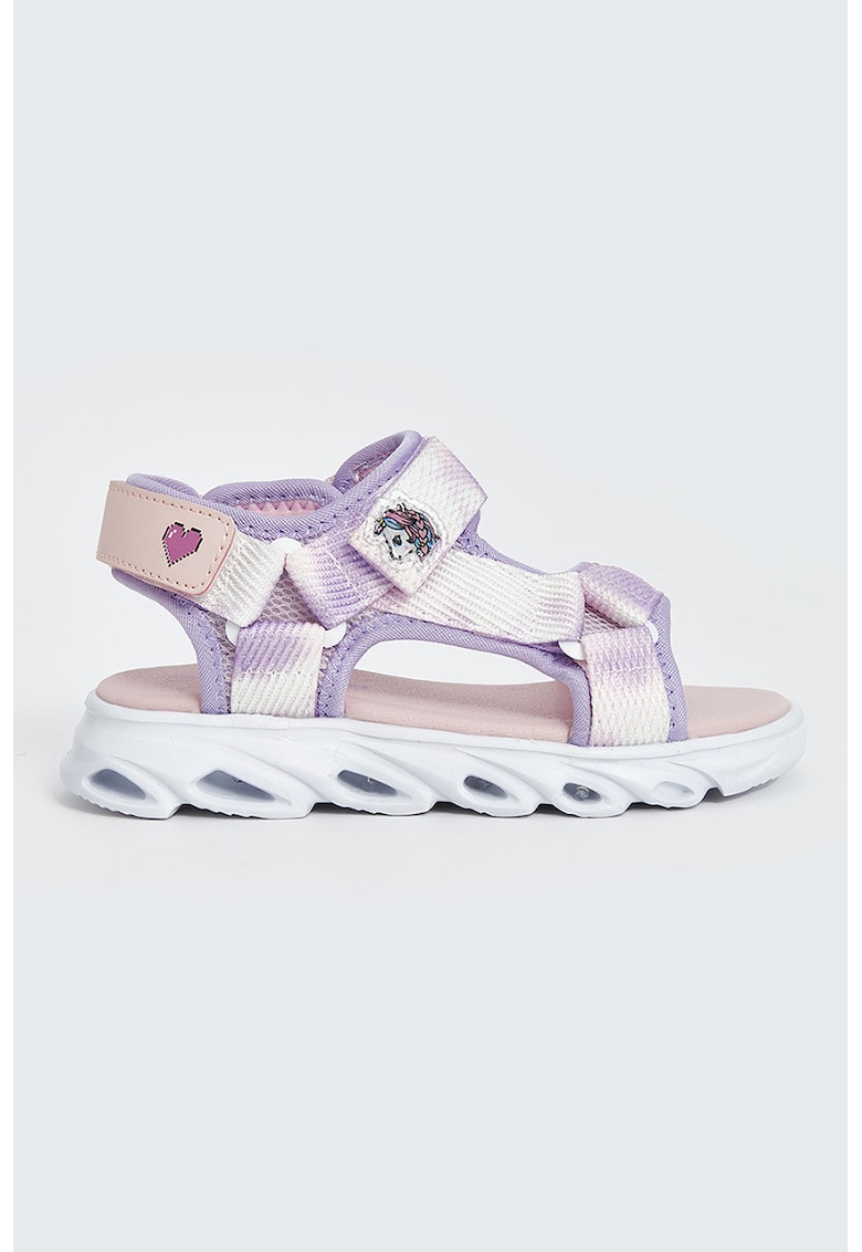 Sandale din material textil cu talpa plata si velcro 1 Sandale din material textil cu talpa plata si velcro