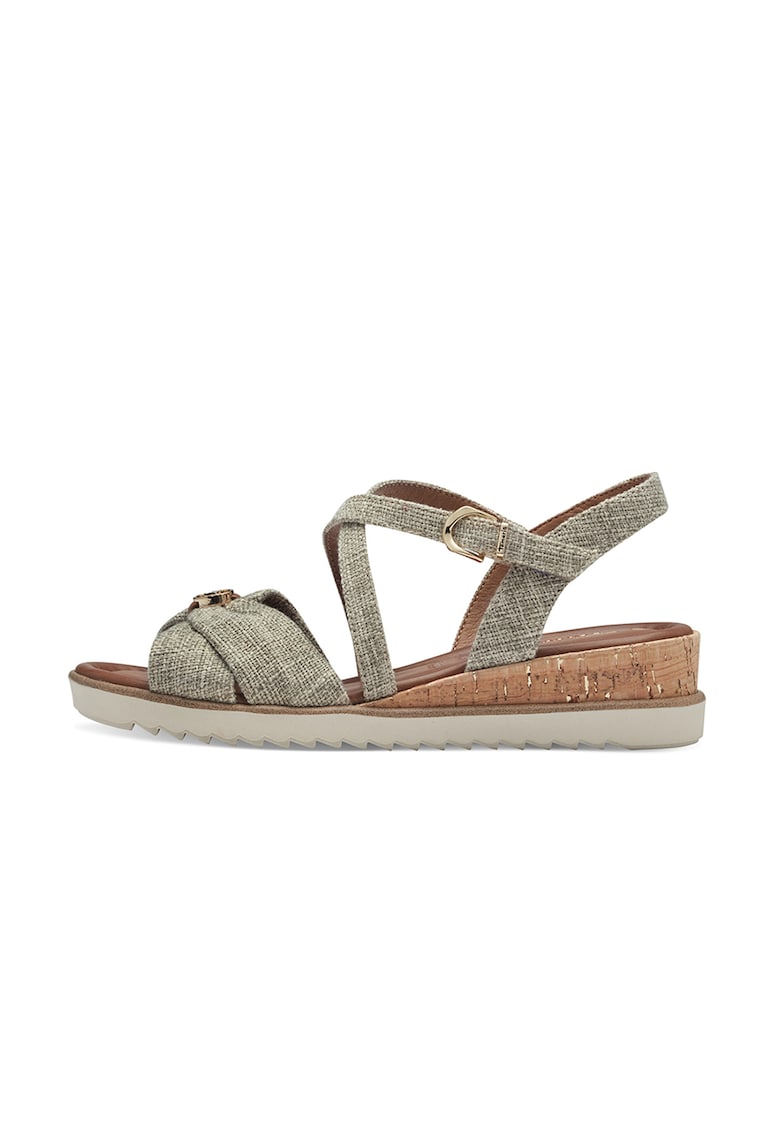 Sandale din material textil cu talpa wedge 1 Sandale din material textil cu talpa wedge