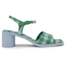 Sandale din material textil cu toc masiv Meda