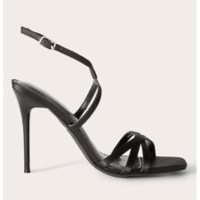 Sandale din material textil cu toc stiletto