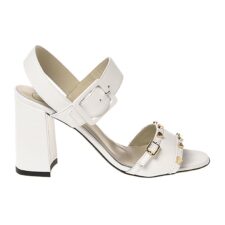 Sandale din piele cu aplicatie cu inimi metalice