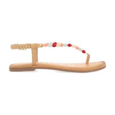 Sandale din piele cu aplicatie cu margele Lazzate