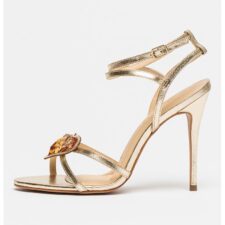 Sandale din piele cu aplicatie cu strasuri Maxima