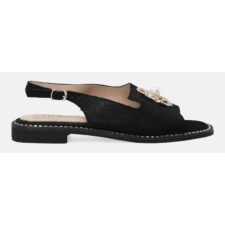 Sandale din piele cu aplicatii decorative frontale