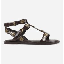 Sandale din piele cu aplicatii metalice