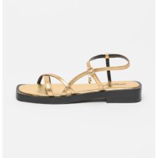 Sandale din piele cu aspect metalic