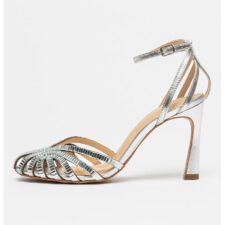 Sandale din piele cu aspect metalizat Summer