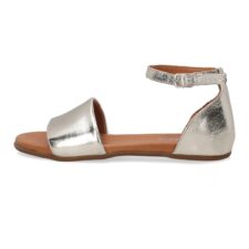 Sandale din piele cu aspect metalizat si bareta pe glezna