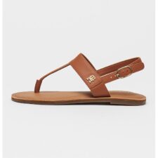 Sandale din piele cu bareta separatoare si catarama