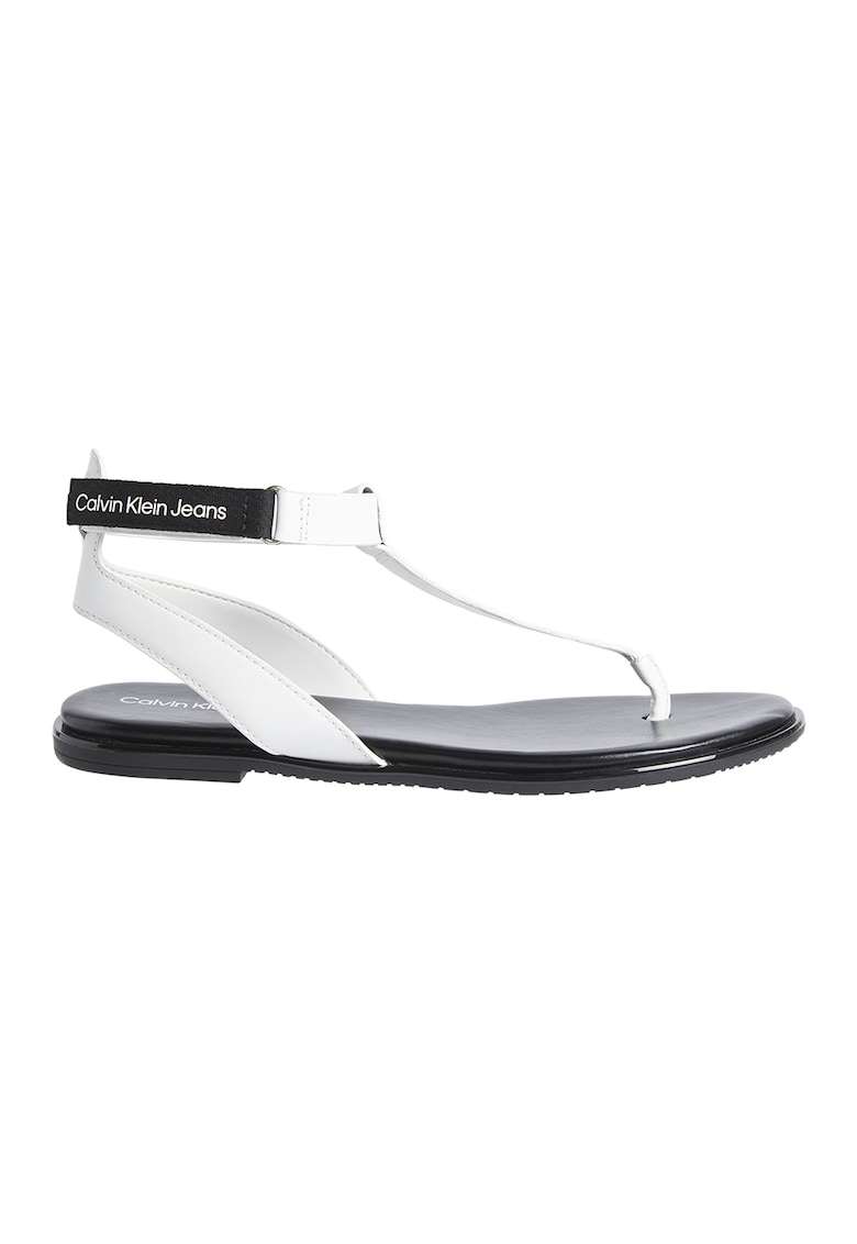 Sandale din piele cu bareta separatoare si detaliu logo 1 Sandale din piele cu bareta separatoare si detaliu logo