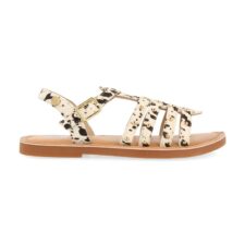 Sandale din piele cu barete multiple si tinte Bayou