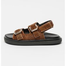 Sandale din piele cu cu animal print Harper