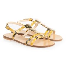 Sandale din piele cu detalii geometrice metalice -