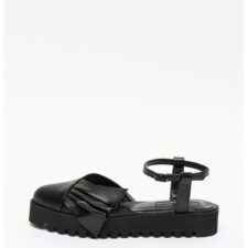 Sandale din piele cu funda deconstruita
