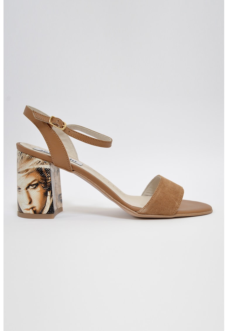 Sandale din piele cu garnituri cu model 1 Sandale din piele cu garnituri cu model