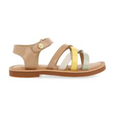 Sandale din piele cu inchidere velcro si model colorblock Atyra