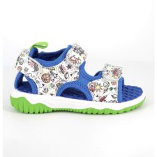 Sandale din piele cu inchidere velcro si model grafic