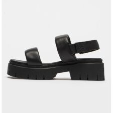 Sandale din piele cu inchidere velcro si toc masiv Kris