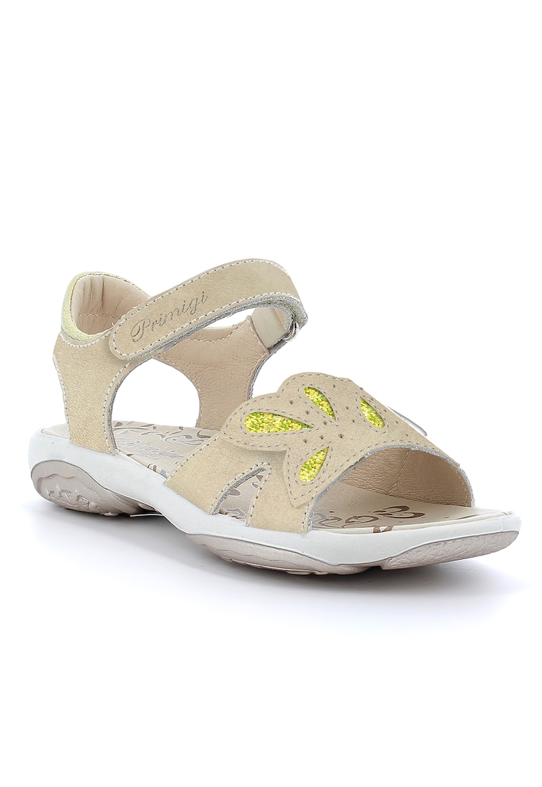 Sandale din piele cu insertii din material textil 1 Sandale din piele cu insertii din material textil