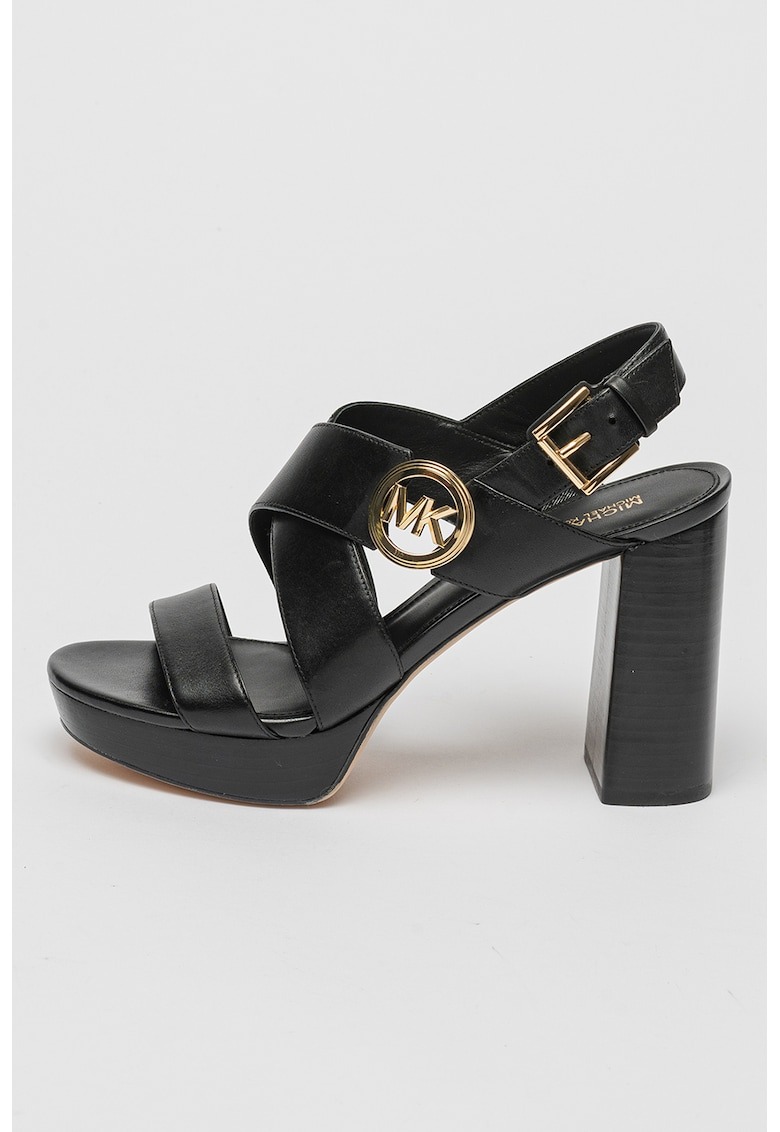 Sandale din piele cu logo metalic 1 Sandale din piele cu logo metalic