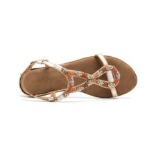 Sandale din piele cu margele si strasuri