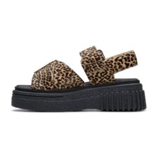 Sandale din piele cu model animal print