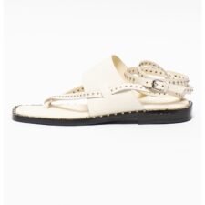 Sandale din piele cu model petrecut si aplicatii cu tinte Medusa